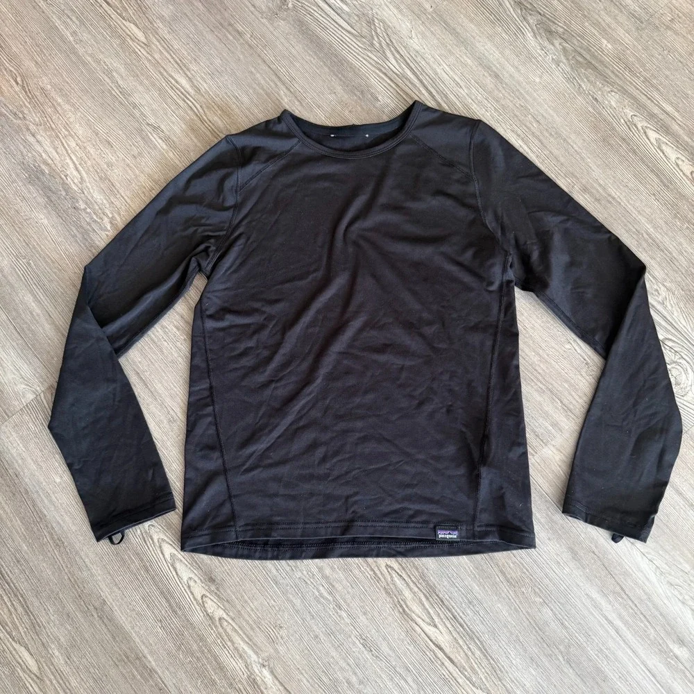 Patagonia Girls Large 12‎ Capilene Baselayer Longsleeve Black Shirt